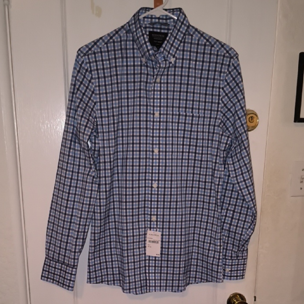 NWT Calvin Klein | Men's Checkered Blue and White Shirt
